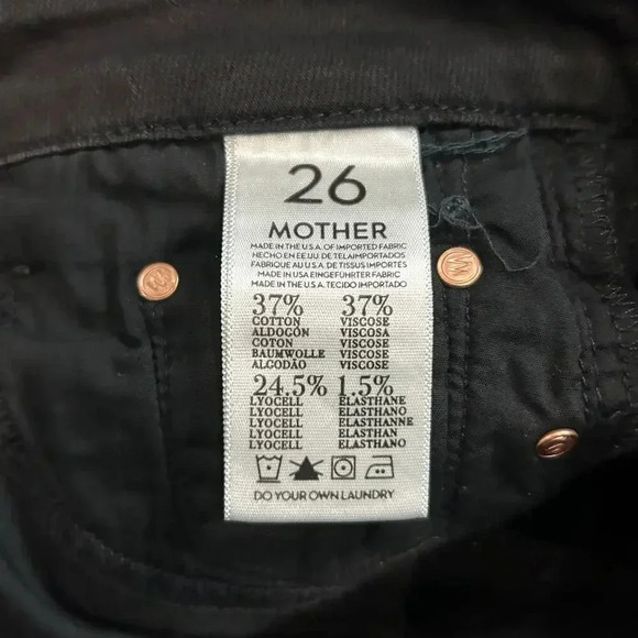 Mother The Looker Crop in A Model Spy Black Jeans Low Rise Black Size 26 - Picture 7 of 8